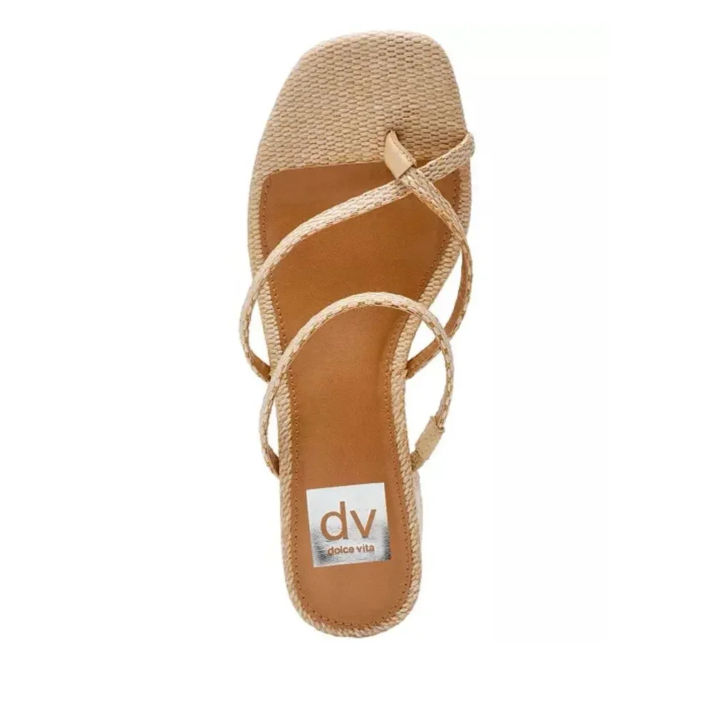 NEW dv dolce vita | lumena strappy slide block-heel sandals | size 8 | raffia - Picture 2 of 8